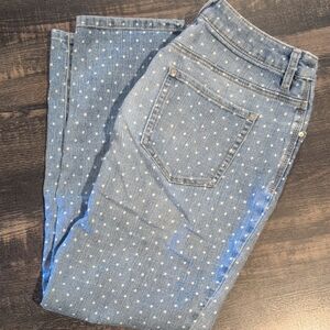 Chico's Light Blue Polka Dot Straight Leg Jeans